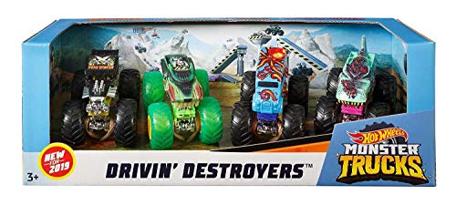 Product Cover Hot Wheels Monster Trucks 1: 64, 4 Pack Vehicles (Styles May Vary)