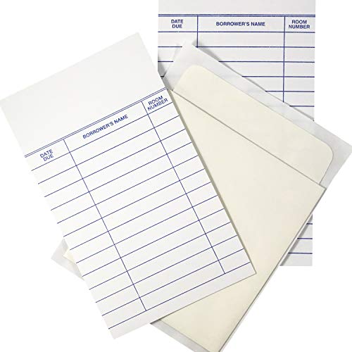 Product Cover My Legacy Way 100 Library Book Pockets and Cards- Professional Grade Self Adhesive Book Pockets - Library Pockets, Library Card Holders, Book Cards Public Library or Classroom, Acid Free