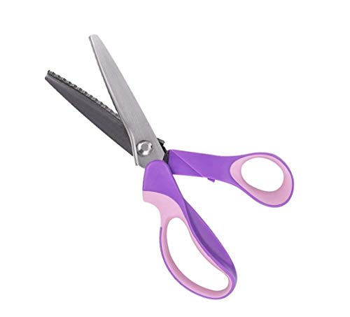 Product Cover Pinking Shears, Stainless Steel Pinking Shears Comfort Grip Handled Professional Fabric Crafts Dressmaking Zig Zag Cut Scissors Sewing Scissors (9