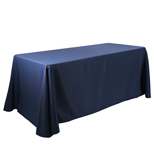Product Cover Waysle 90x132-Inch Oblong Tablecloth, 100% Polyester Washable Table Cloth 6Ft. Rectangle Table, Navy Blue