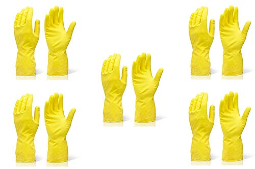 Product Cover DeoDap Rubber Hand Gloves Reusable Washing Cleaning Kitchen Garden, Colour May Vary, Pair 5