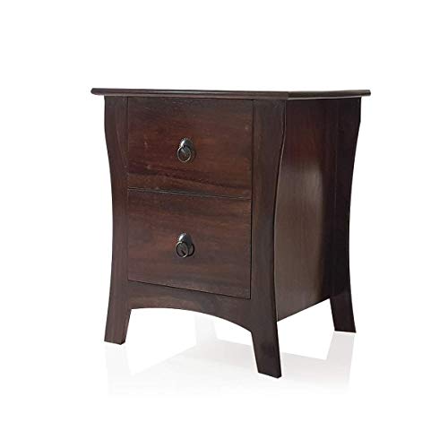Product Cover DecorNation Sheesham Engineered Wood End Table Night Stand Side Table with 2 Drawers for Bedroom Living Room - Brown