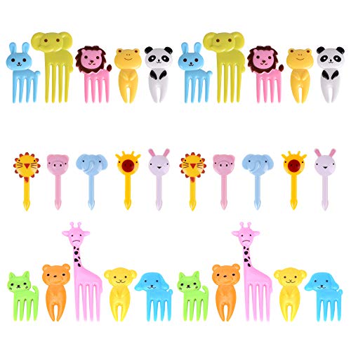Product Cover GO Fresh Food Picks for Kids, 30 Pieces Animal Bento Deco Set, Mini Bento Decorations Set for Baby Showers and Kids Parties, Mini Cartoon Toothpick, Bento Lunch Deco