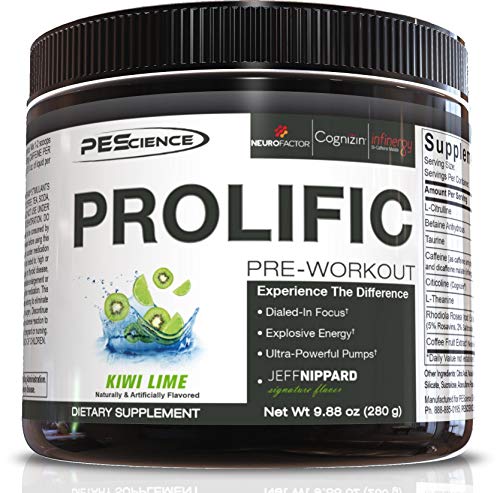 Product Cover PEScience Prolific Pre Workout, Kiwi Lime, 40 Scoops, Energy Supplement with Nitric Oxide