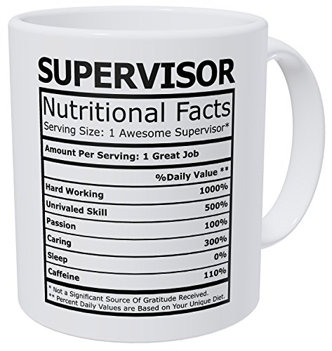 Product Cover Wampumtuk Supervisor Nutritional Facts Funny Coffee Mug 11 Ounces Inspirational And Motivational