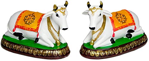 Product Cover Krishna Culture Holy Cow Set 3.25 inch in Red Color Hinduism Statue Murti Figurine Golu Doll