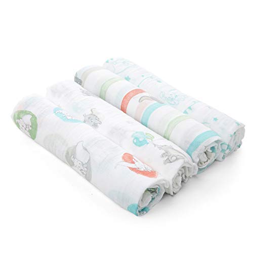 Product Cover Aden by Aden + Anais Disney Swaddle Blanket | Muslin Blankets for Girls & Boys | Baby Receiving Swaddles | Ideal Newborn Gifts, Unisex Infant Shower Items, Toddler Gift, Wearable Swaddling Set, Dumbo