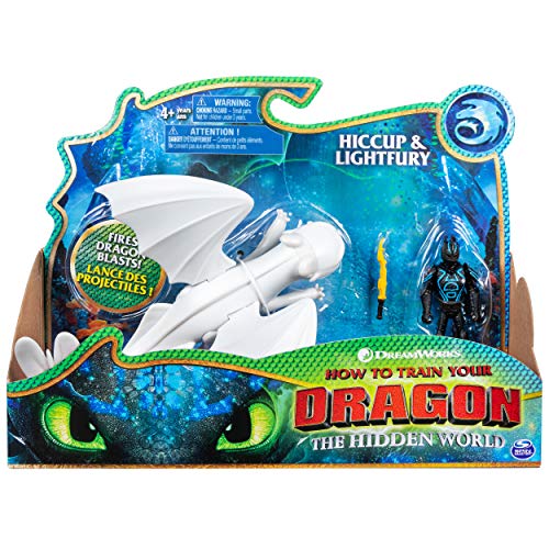 Product Cover Dreamworks Dragons, Lightfury and Hiccup, Dragon with Armored Viking Figure, for Kids Aged 4 and Up