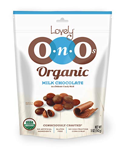 Product Cover Organic Milk Chocolate Gem OnO's - Lovely Candy Co. 5oz Bag - NON-GMO, NO HFCS, Kosher & Gluten-Free | Consciously crafted in the USA!
