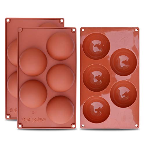 Product Cover homEdge Extra Large 5-Cavity Semi Sphere Silicone Mold, 3 Packs Baking Mold for Making Chocolate, Cake, Jelly, Dome Mousse