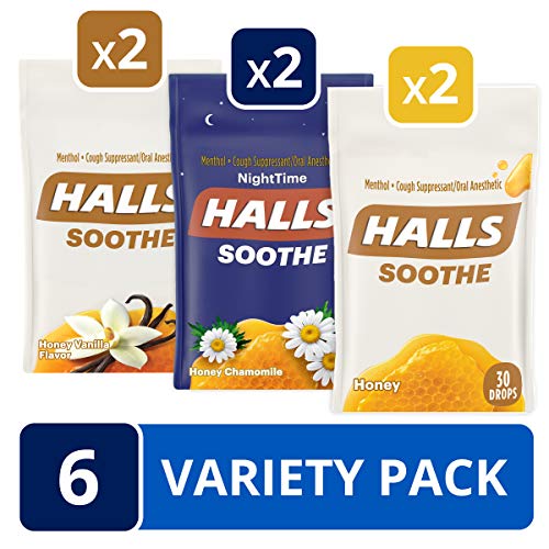 Product Cover Halls Honey Cough Drops Variety Pack - 170 Total Drops (Honey, Vanilla & Honey Chamomile)