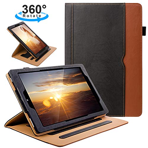 Product Cover ZTOZ All New Kindle Fire HD 10 Tablet (9th/7th Generation,2019/2017 Released) Cover Case With Card Slots, 360 Degree Rotating Multi-Angle Viewing Stand Auto Sleep/Wake For Fire HD10 - Black/Brown