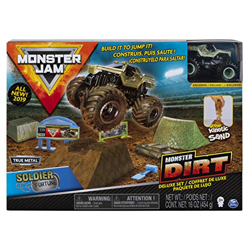 Product Cover Monster Jam Soldier Fortune Monster Dirt Deluxe Set, Featuring 16 Ounces of Monster Dirt & Truck
