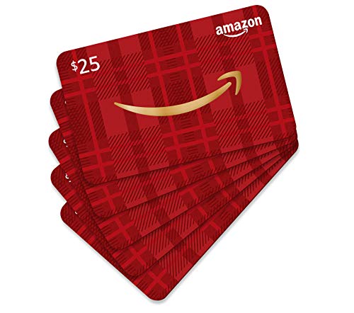 Product Cover Amazon.com $25 Gift Card - Pack of 5 (Holiday Plaid Card Design)