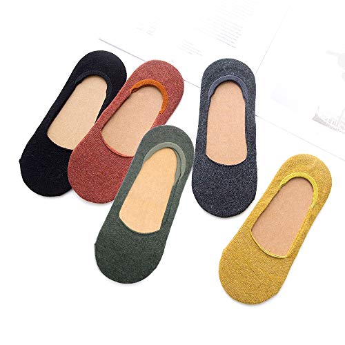 Product Cover Womens No Show 360° Grip Socks - UNWIREDD Combed Cotton Low Cut for Loafer Flats 5 Pairs