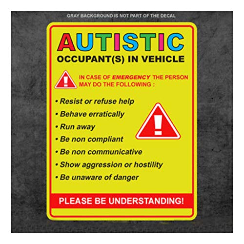 Product Cover Autistic Occupant in Vehicle - Sticker Decal Autism Awareness car Truck Window