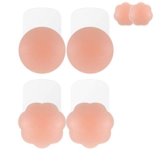 Product Cover Niidor Reusable Pasties Adhesive Silicone Pasties Bra (1 Pairs Round/Flower)