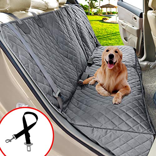 Product Cover Henkelion Dog Seat Cover for Back Seat, Dog Car Seat Covers for Dogs Pets, Car Hammock for Dogs, Bench Rear Seat Cover for Dogs, Waterproof Protective Dog Seat Covers for Cars SUV Trucks - Grey