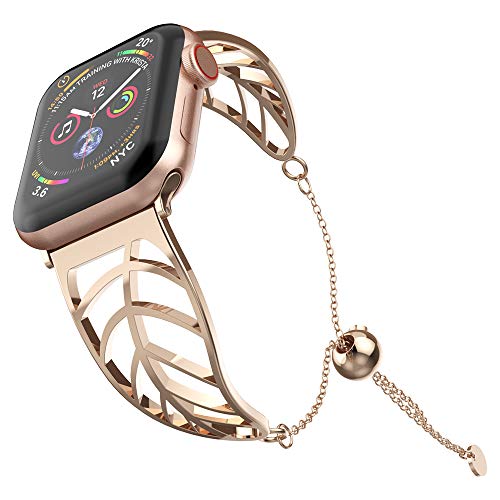 Product Cover UooMoo Bracelet Replacement for Apple Watch Band 38mm 40mm Rosegold Elegant Cuff Jewelry Strap Wristbands Compatible with Iwatch Series 1/2/3/4 - Unique Fancy Style for Women Girls