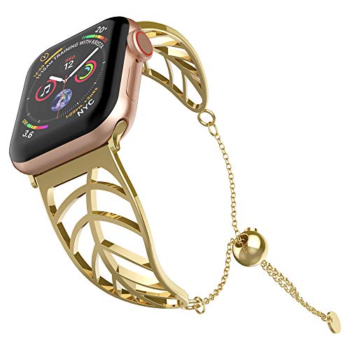 Product Cover UooMoo Chain Compatible for Apple Watch Jewelry Band 38mm 40mm, Women's Stainless Steel Gold Metal Strap Replacement for Apple iWatch Series 1/2/3/4