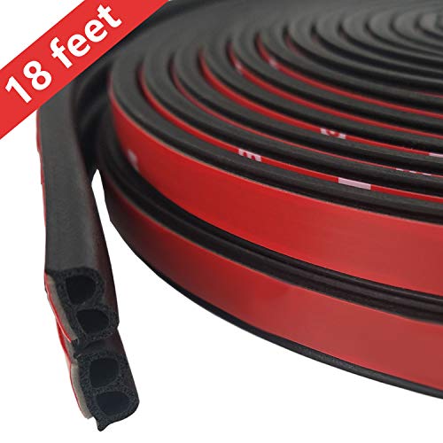Product Cover Weather Stripping Door/Window Seal Strip 18 Feet, Self-Adhesive Backing Seals Medium Gap (from 5/32 inch to 9/32 inch), Easy Cut to Size