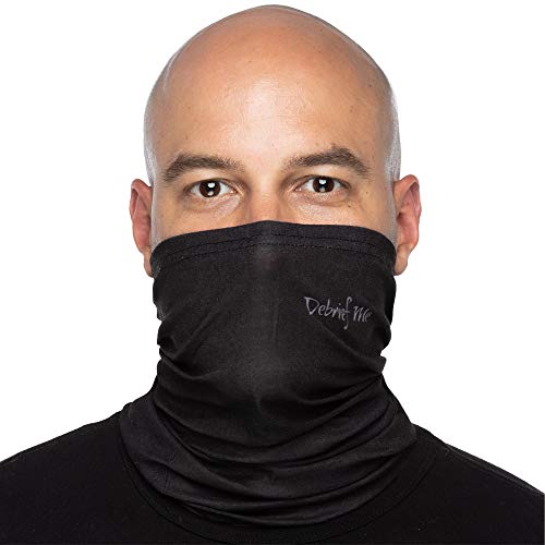 Product Cover Debrief Me Anti Slip Welded Edge Lightweight Breathable Neck Gaiter Mask for Face Protection from Sun Dust, Germ -Neck Balaclava Face Bandana Sport Scarf for Hiking Running Fishing (Black)