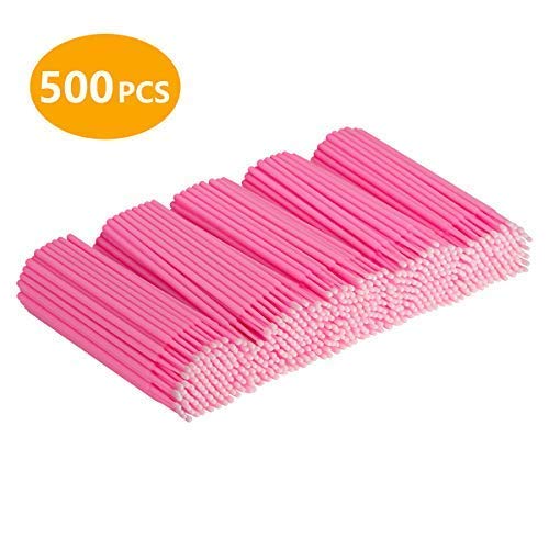 Product Cover Cuttte 500 PCS Disposable Micro Applicators Brushes Latisse applicator for Eyelashes Extensions and Makeup Application (Head Diameter: 2.0mm)