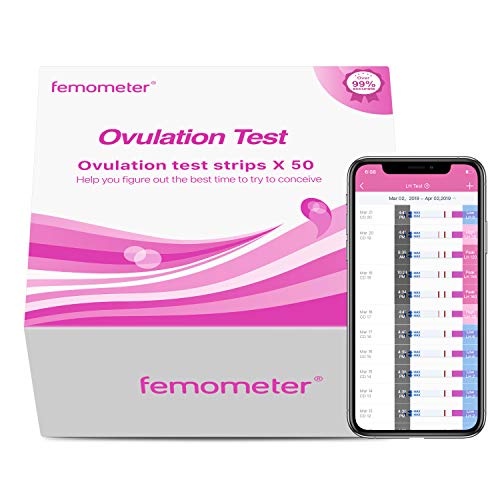 Product Cover Femometer 50 Ovulation (LH) Test Strips Kit, Highly Sensitive and Accurate Results, Smart Free App (iOS & Android) Automatically Recognizing Test Results (LH50) ...