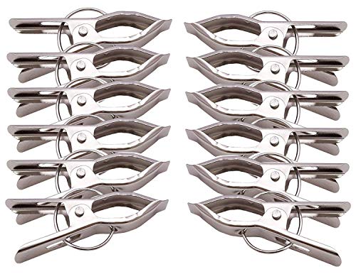 Product Cover Kuber Industries 12 Piece Steel Cloth Drying Clip, Silver