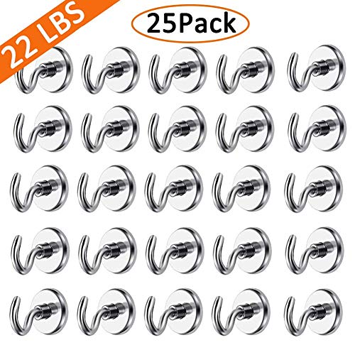 Product Cover EVISWIY Strong Magnetic Hooks Refrigerator for Hanging Keys Grill Tools Heavy Duty Small Neodymium Magnets Hooks Hangers for Cruise Cabins Fridge Classroom Kitchen Office Garage 25 Pack