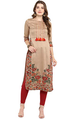 Product Cover Janasya Indian Tunic Tops Poly Silk Kurti for Women