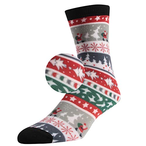 Product Cover Red Green Dress Crew Socks, Three street Colorful Warm Winter Cozy Thickend Mid Calf Socks, Women's Adult Funny Vanlentine's Gift Socks 1 Pair