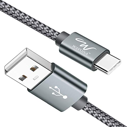 Product Cover Wayona USB Type C Cable, Nylon Braided 2.8A Fast Charger Cord for Smartphones (3ft, Grey)