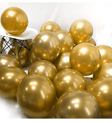 Product Cover BALONAR 3.2g 12Inch 100pcs Metallic Chrome Balloon in Gold for Wedding Birthday Party Decoration (Gold)
