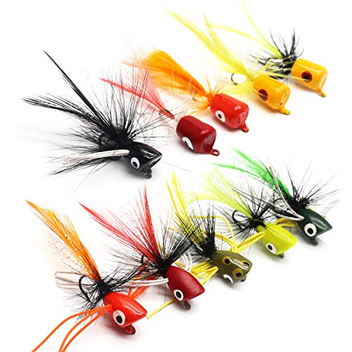 Product Cover YZD Bass Popper Fly Dry Fly Fishing Flies Kit Panfish Bass Fishing Popper Topwater Bait (Popper Kit 01)