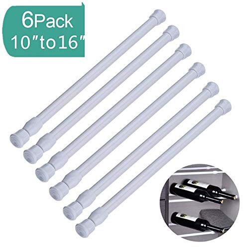 Product Cover F-BBKO 6PCS Adjustable Cupboard Tension Bars Rods,Spring Tension Curtain Rods Window Rods for Kitchen Window Bathroom (Spring Tension Rod 10 inch to 16 inch)