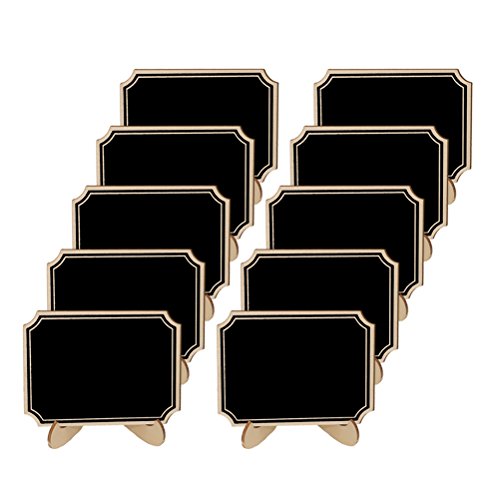 Product Cover SUPVOX 10pcs Mini Chalkboard Stand Wooden Place Card Name Blackboard Table Number Price