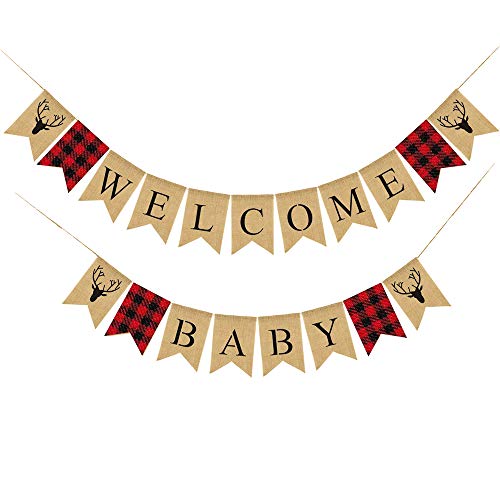Product Cover Lumberjack Welcome Baby Banner Timber Buffalo Check Plaid Baby Shower Party Decoration