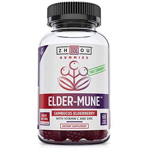 Product Cover Elder-Mune Sambucus Elderberry Gummies - Antioxidant Flavonoids, Immune Support Gummy Vitamins, Zinc Supplement & Vitamin C Supplement