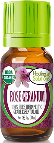 Product Cover Organic Rose Geranium Essential Oil (100% Pure - USDA Certified Organic) Best Therapeutic Grade Essential Oil - 10ml