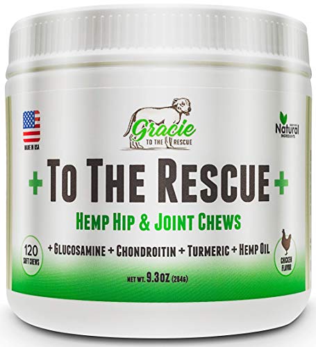 Product Cover Joint Supplement for Dogs with Hemp Oil - Glucosamine, Chondroitin, Turmeric, Hip and Joint for Dogs, Arthritis Pain Relief & Improved Mobility - 120 Chicken Soft Chews +to The Rescue+