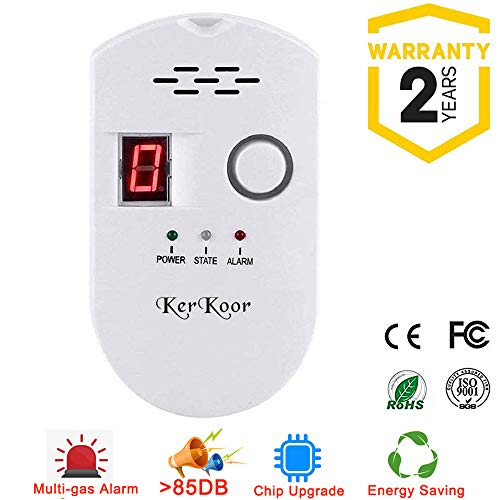 Product Cover KerKoor Gas Leak Detector-1 Natural Gas Alarm Detector For Home Gas Tester Propane Smart Gas Detector Electronic Sniffer Pen Plug-In Gas Detector For Gas Sensor Methane And Propane 5×3 in/White/1pack