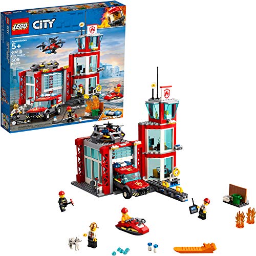 Product Cover LEGO City Fire Station 60215 Fire Rescue Tower Building Set with Emergency Vehicle Toys includes Firefighter Minifigures for Creative Play (509 Pieces)
