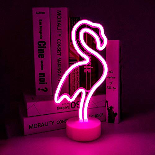 Product Cover StarryMine Flamingo Neon Light Signs,Pink LED Neon Art Decorative with Holder Base,Table Light Marquee Signs/Wall Decoration for Kids' Room Birthday Party Light Bar Recreational Wedding Party