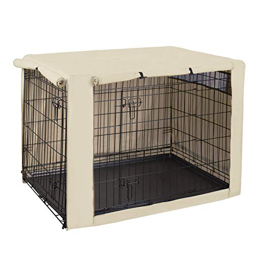Product Cover HiCaptain Polyester Dog Crate Cover - Durable Windproof Pet Kennel Cover for Wire Crate Indoor Outdoor Protection (36 inches, Light Tan)