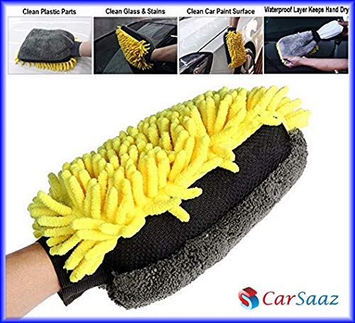 Product Cover Carsaaz Super Large Size (25x18 cm) Extra Thick Waterproof Dual Sided Multipurpose Car Home Office Cleaning Microfiber Glove Mitt with Waterproofing Layer