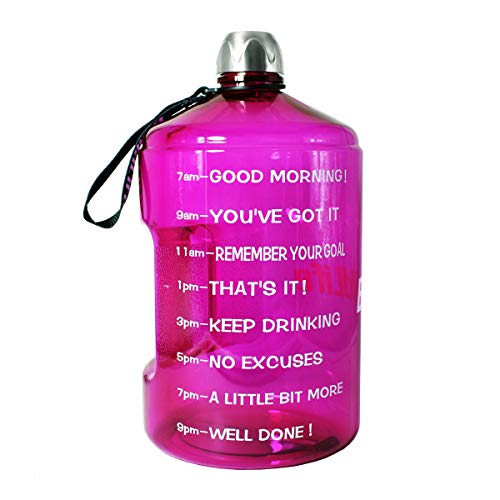 Product Cover BuildLife 1 Gallon Water Bottle Motivational Fitness Workout with Time Marker/Drink More Daily/Clear BPA Free/Large 128OZ Capacity Throughout The Day(Purple,1 Gallon)