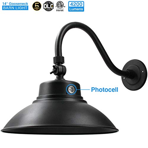 Product Cover 14.2in. Black LED Gooseneck Barn Light 42W 4000lm Daylight LED Fixture for Indoor/Outdoor Use - Photocell Included - Swivel Head,Energy Star Rated - ETL Listed - Sign Lighting - 5000K Daylight 1pk02