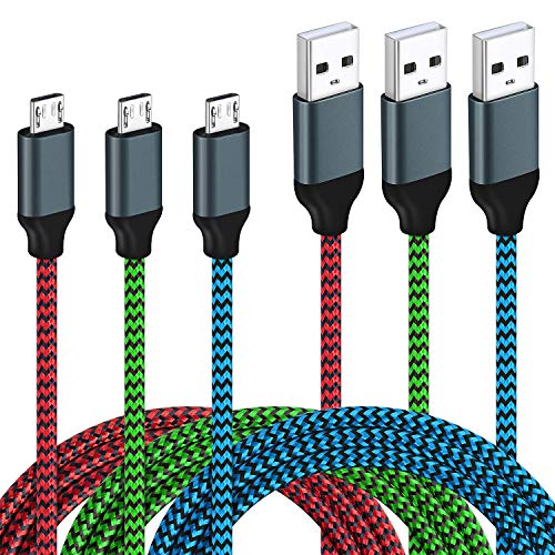 Product Cover Micro USB Cable Android, 3Pack Magic-T 6ft/2m Micro USB Cable Braided USB 2.0 A Male to Micro USB Charger Fast Charging Data Cord for Android,Samsung Galaxy S7 Edge S6,Sony,Motorola,HTC,LG and More