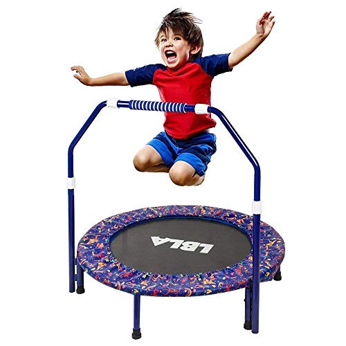 Product Cover LBLA Kids Indoor and Outdoor Trampoline with Adjustable Handel and Safety Padded Cover for Family and Kindergarten, Standard , Blue